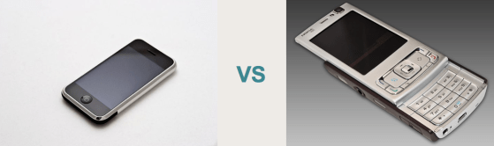 A classic example that illustrates the product mindset, specifically design thinking, is the iPhone vs Nokia example.