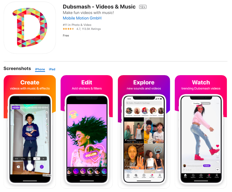 Dubsmash is most widely known for the lip sync videos that users can create of popular songs and other audio clips.