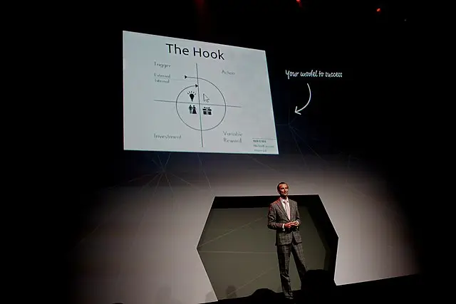 The concept of Nir Eyal's Hooked Model is to introduce 'hooks' into your product that will make the user keep coming back to the product.
